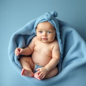 Bebê em proposta minimalista com tons claros e suaves.